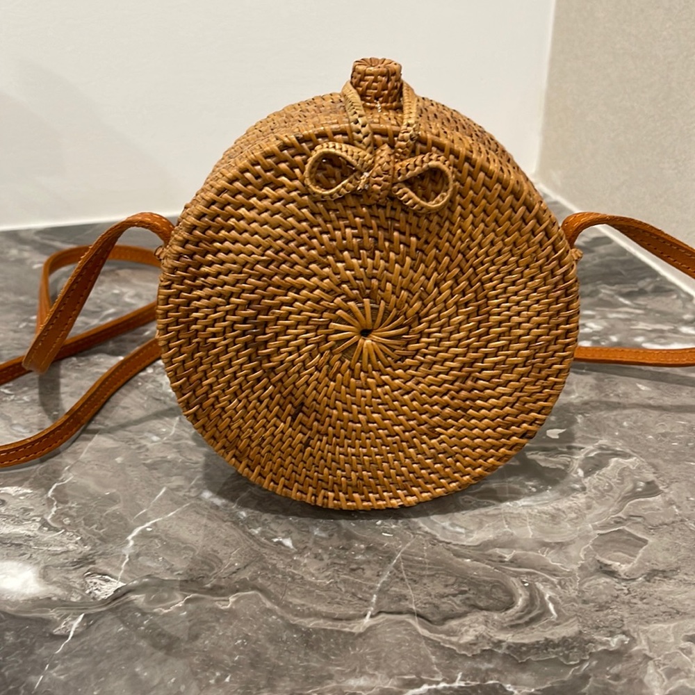 Rattan mini off the shoulder bag